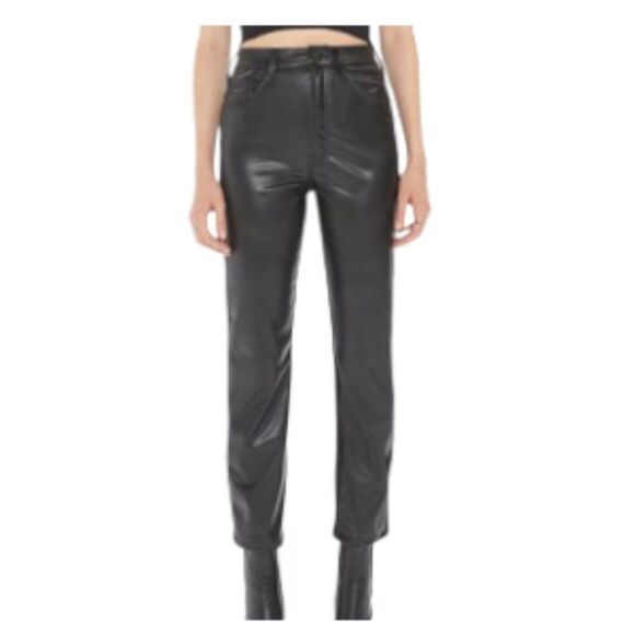Mother High Waisted Rider Ankle Jeans In Faux Leather Black 28 NWT - Picture 1 of 2